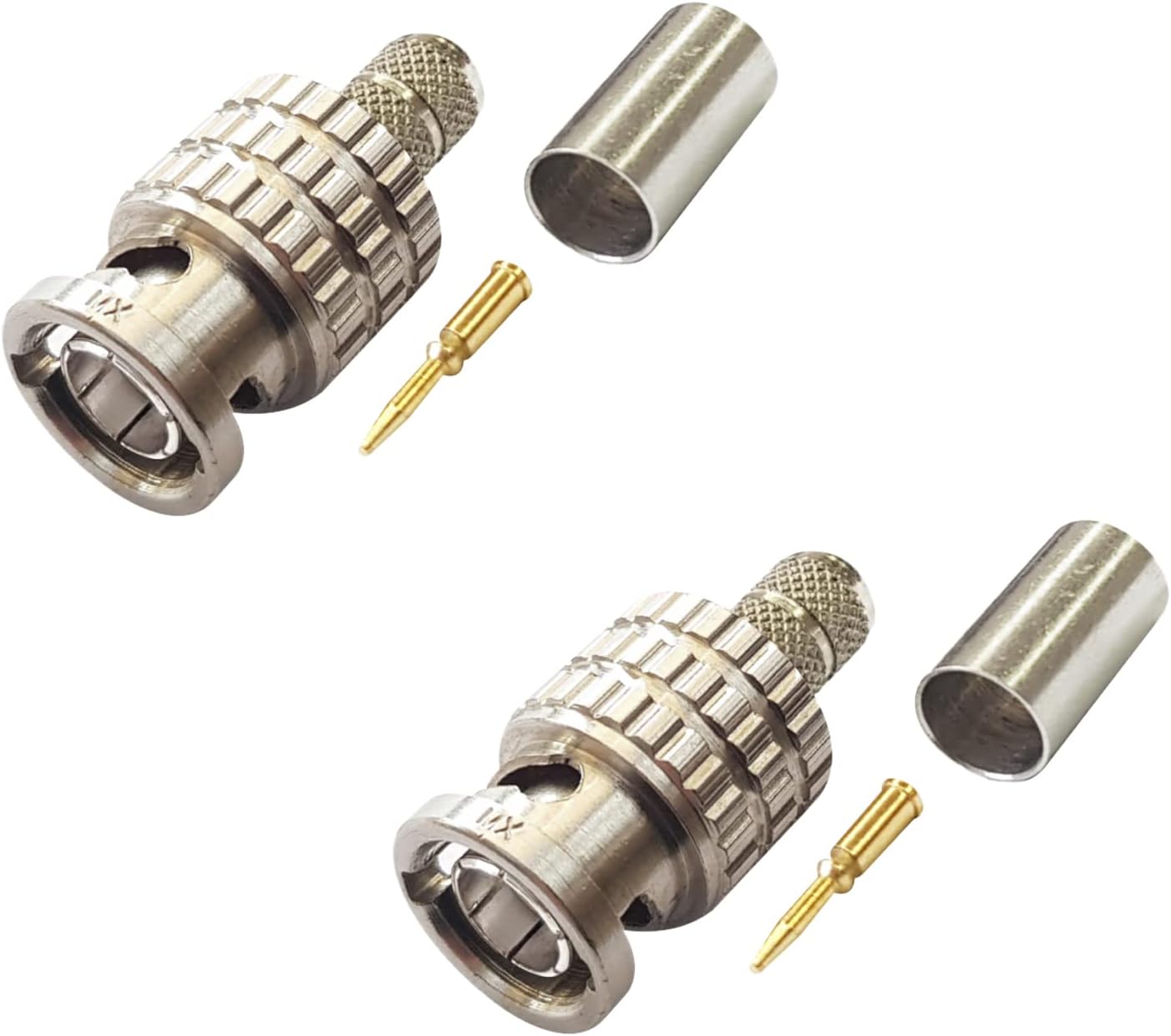 BNC Male Connector 5-Pack - Crimp Connectors For RG58 RG142 RG400 195 Coaxial Cable