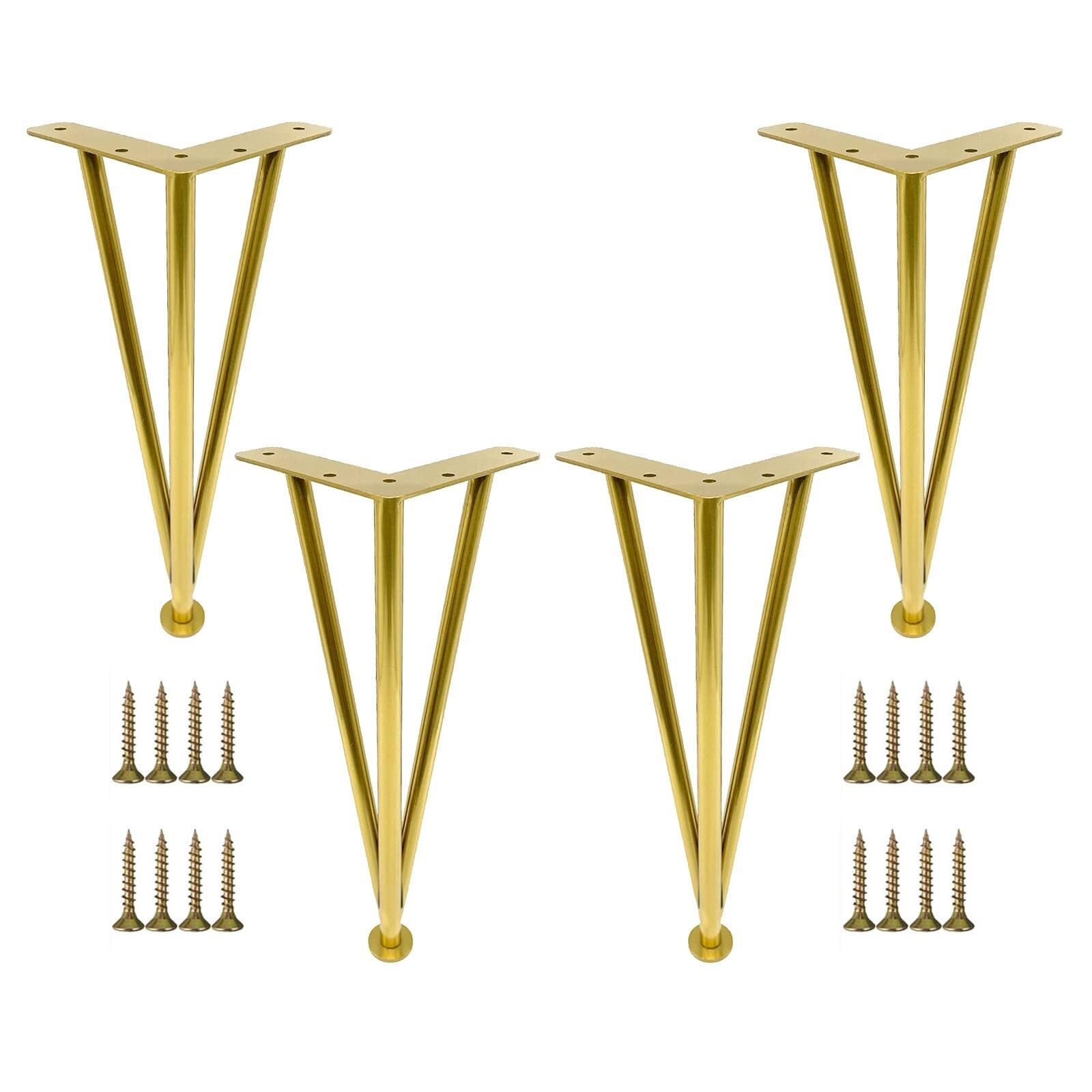 UYHBCNQD 4 Pcs Replacement Legs Set Metal Furniture Legs Furniture Foot Non-Slip Support Legs Adjustable Height Cabinet TV Stands Feet(Gold,15cm/5.9in)