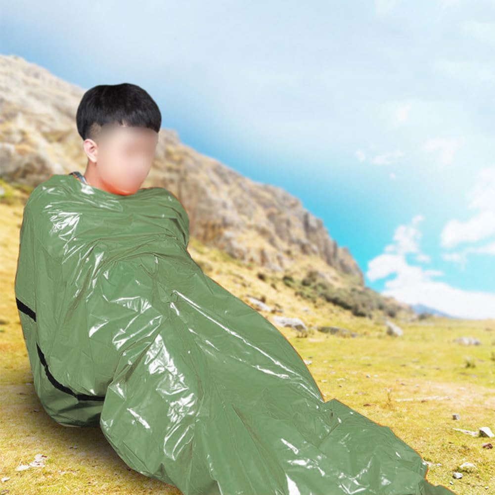 Lote de 2 bolsas de dormir de supervivencia impermeables térmicas, bolsa Bivy portátil para camping, senderismo, aventura
