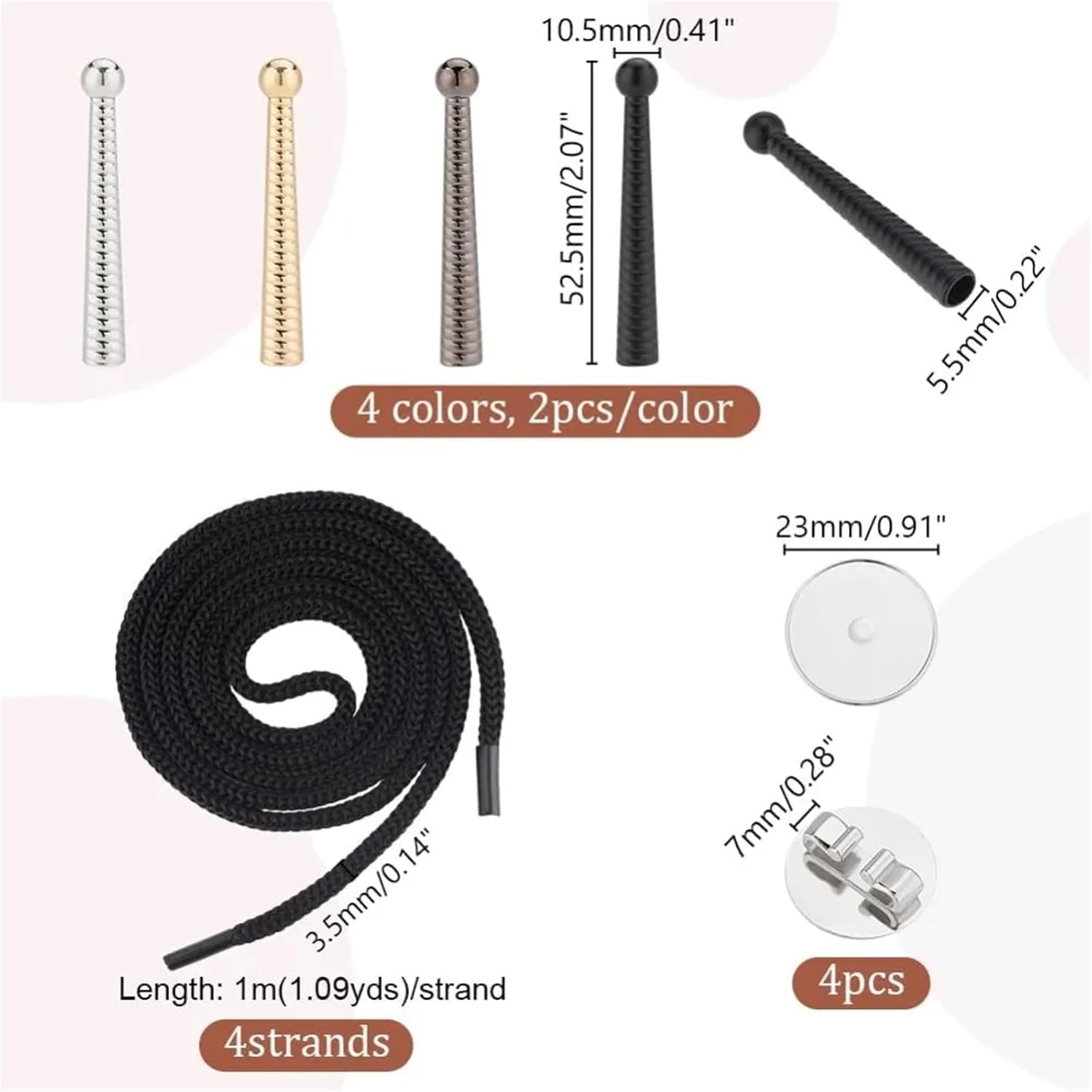 Bolo Tie Making Kit Bolo Tie Findings Cowboy Tips Replacement End Caps Kit Including Nylon Cords Alloy Cord Blank Zinc