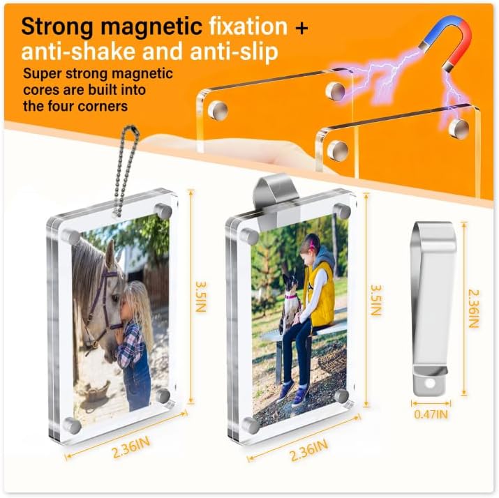 3Pcs Car Picture Holder - Magnetic Car Picture Frame,2 x Sun Visor Picture Frames and 1 x Rearview Mirror Ornament Photo Clip(2.36x3.5 Inch),Personalized Car Accessories Gift for Dad, Christmas thumbnail