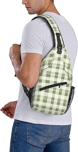 Vista 6 de Small Crossbody Bags for Women Men - Vintage Green Plaid Print Adjustable Shoulder Bag Fanny Packs Belt Sling Bag Crossbody Purses Backpack for