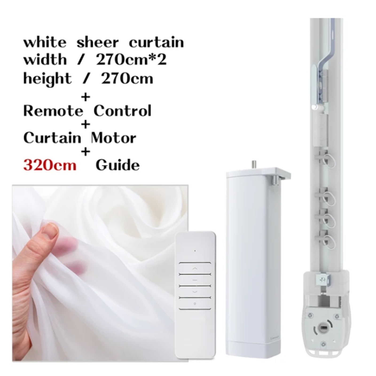 Pista Motorizada Más Corta Rod Inteligente del Sistema 1.3m M del Motor 3ro Elegante Eléctrico De La Cortina De WiFi(Motor Rail sheer3.2m)