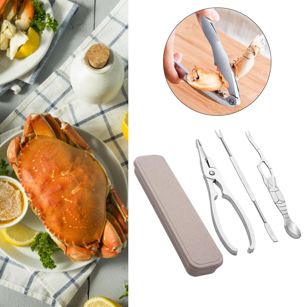 Juego de 5 herramientas de cocina de acero inoxidable para mariscos, galletas de nueces para garras de cangrejo, 3 piezas A, 3 piezas de corte de garra de cangrejo