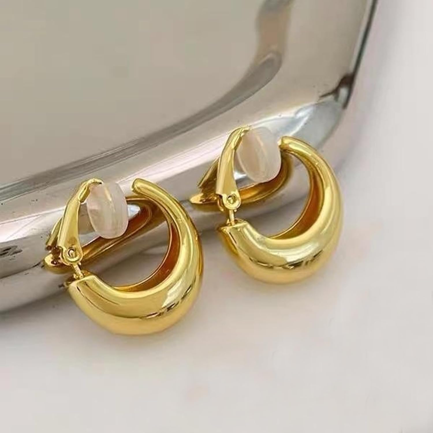 Clip on Earrings Women Gold Chunky Earrings for Women Statement Clip-On Teardrop Earring Trendy Jewelry 2025 - Image 8