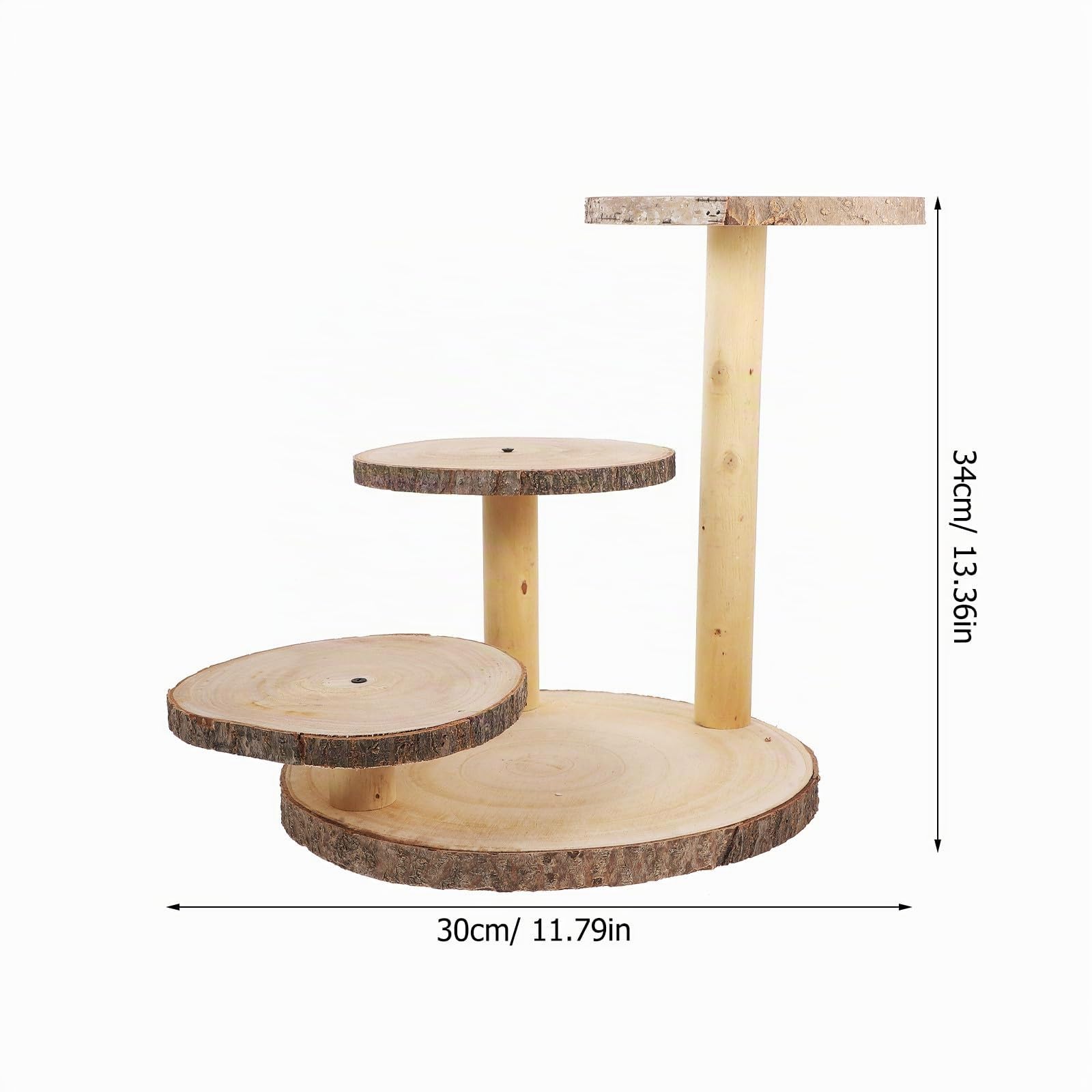 Présentoir à Gâteaux en Bois à 3 Niveaux, Support Multi-étages Rustique, Design Élégant, Facile à Ranger, pour Occasions Spéciales Modernes