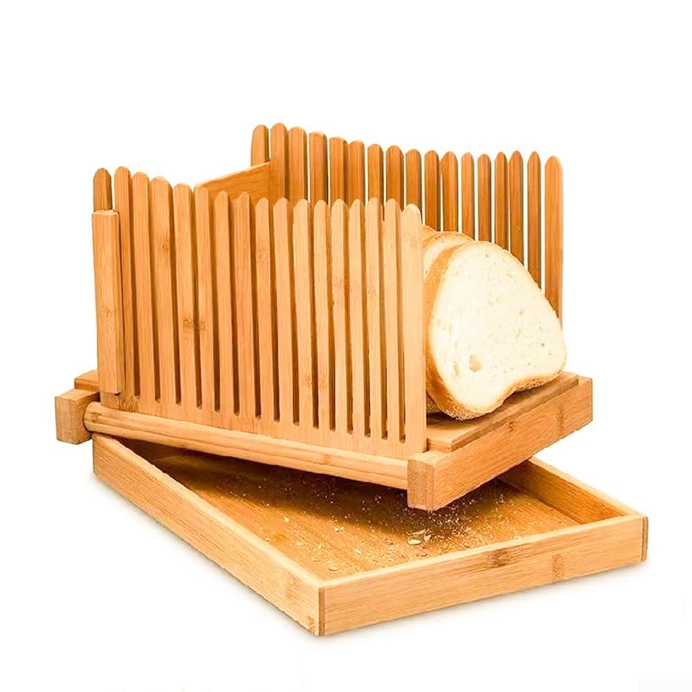 Cortador de pan de madera, ajustable, plegable, manual, multifuncional, para tostadas, frutas, verduras, herramienta de cocina (onda)