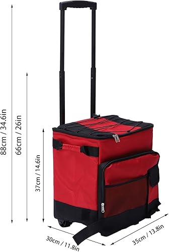 Miniatura 5 de Hielera suave con ruedas, plegable de 43 L, portátil, a prueba de fugas, aislada, bolsa enfriadora con ruedas para camping, picnic, playa, viajes