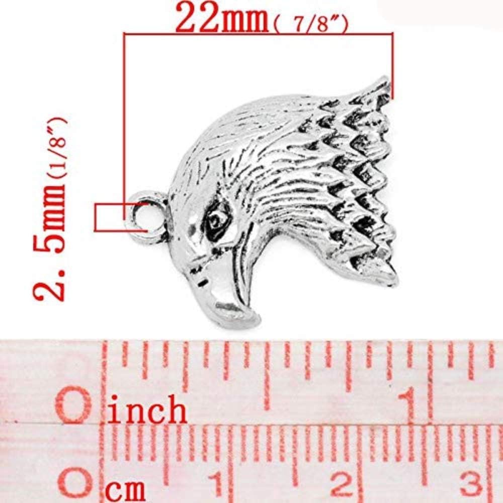 PEPPERLONELY 50pc Antiqued Silver Alloy Birds Eagle Charms Pendants 22x19mm (7/8" x6/8") - Image 2