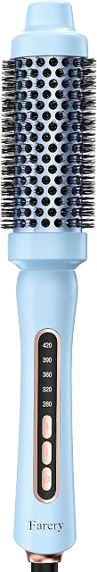 Farery Thermal Brush 1.5 Inch for Short to Medium Hair, Heated Round Curling Iron with 5 Heat Settings Up to 420°F, Hot Styling Tool for Curls Bangs Volume Flips, Dual Voltage Travel