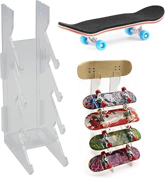 Finger Skateboard and Finger Board Display Rack, Wooden Finger Board Ultimate Sport Training Props, Pro Finger Board Racks Floor Stand, Five-Layer Angle Skateboard Holder