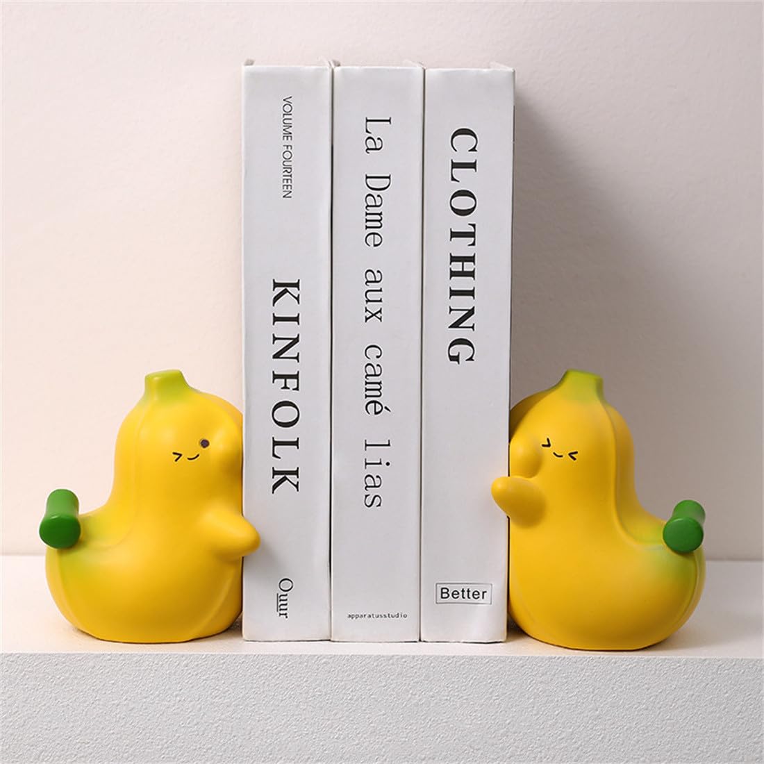 EsportsMJJ Fermalibri decorativi per scrivania, ufficio, casa, mensola ornamentale, motivo: banana, con grazioso motivo a cartoni animati che abbracciano