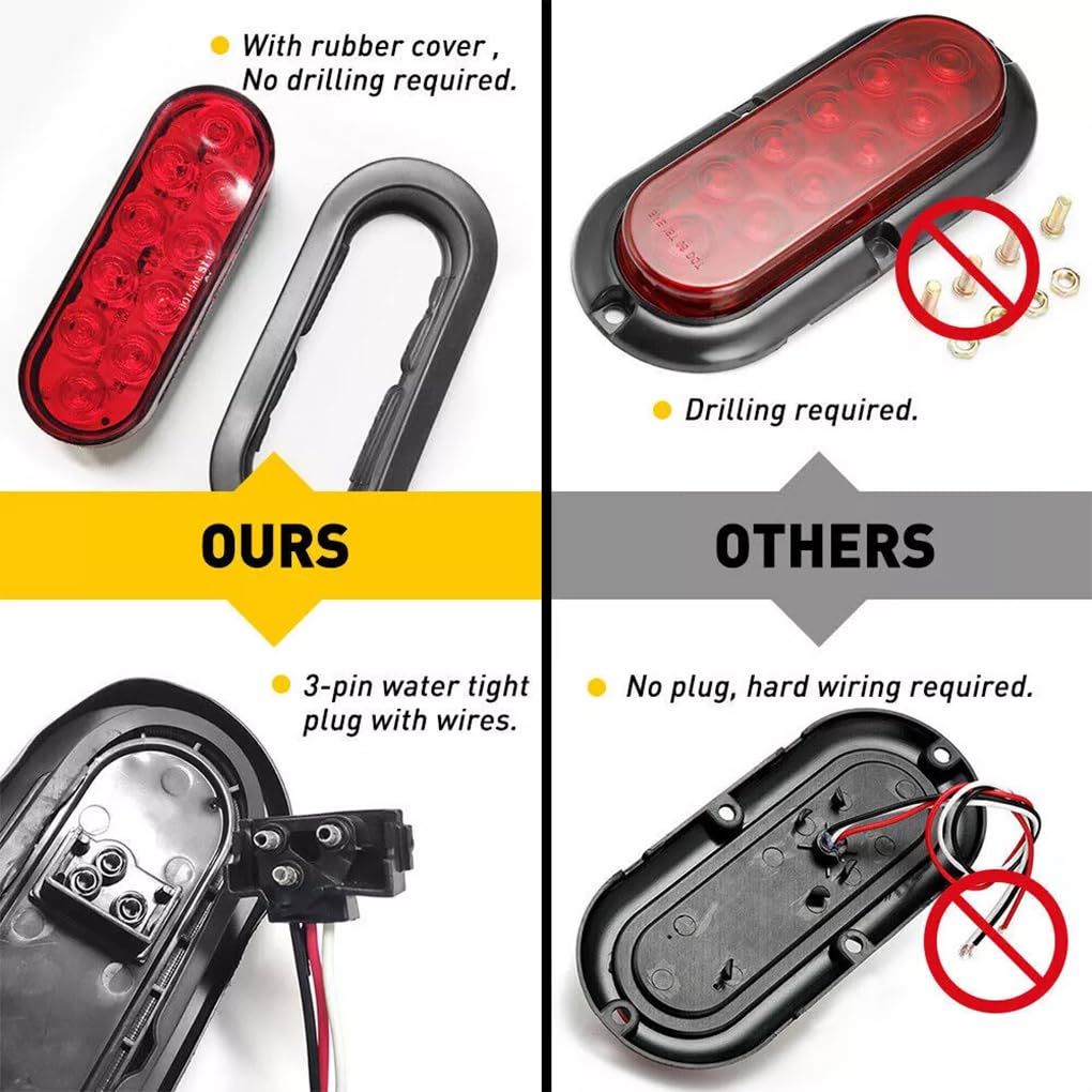 Juego de 4 luces LED ovaladas de bajo consumo para,rojo