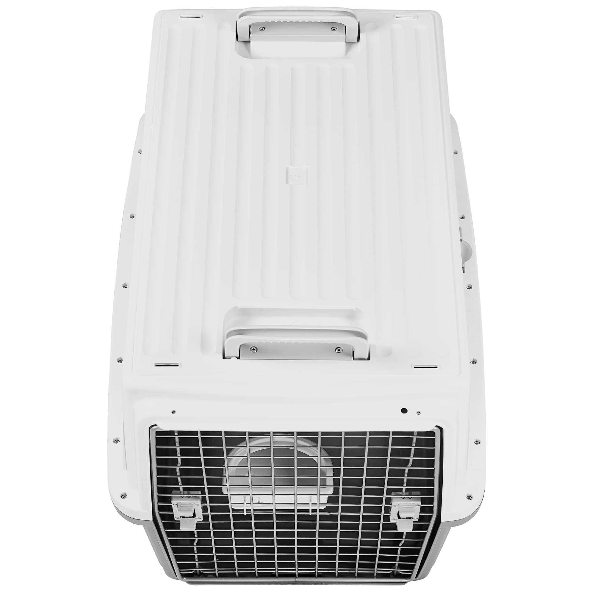 Iris Ohyama, Caisse, Cage, Box de Transport pour Chien, Chat, 2 Portes, Clips, et Loquet de Sécurité, Plastique(PP) sans BPA, L87 x P62 x H63.5 cm, Train, Voiture et Avion, ATC-870, Gris