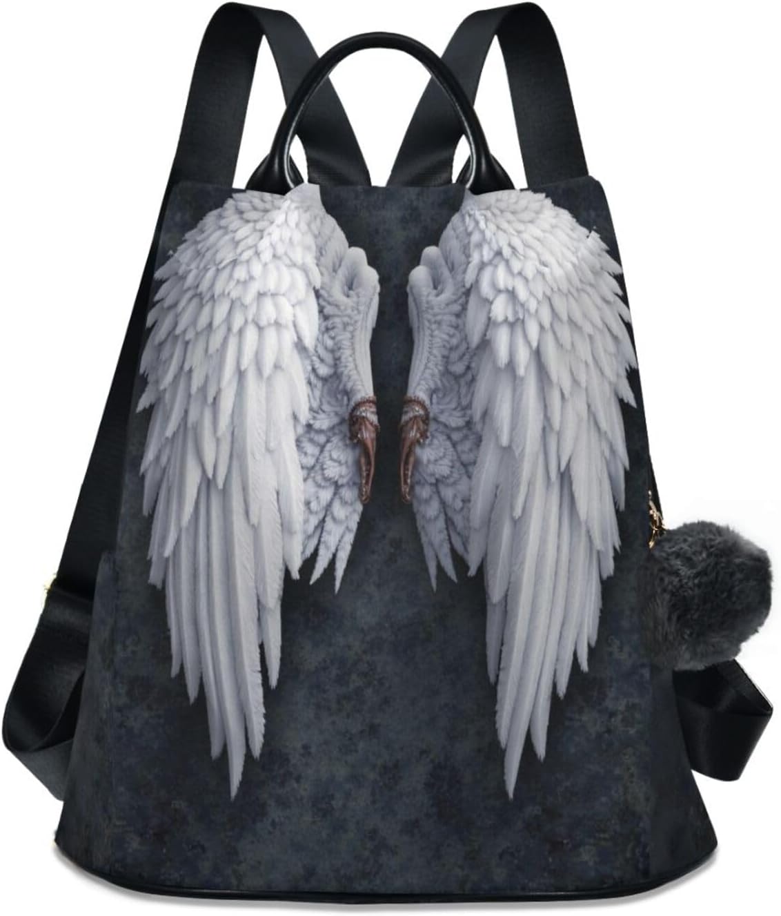 Anti Theft Backpack Angel Wings Feather Women Large Fashion Travel Shoulder Bag Purse Rucksack Lightweight