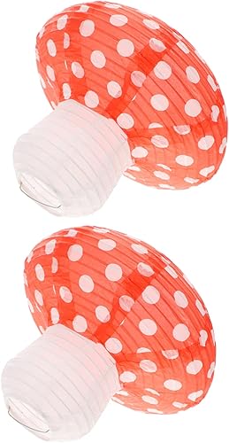 Faroles artificiales de hongos, paquete de 2 unidades, decoración de papel grande de 8 pulgadas para fiestas, baby shower