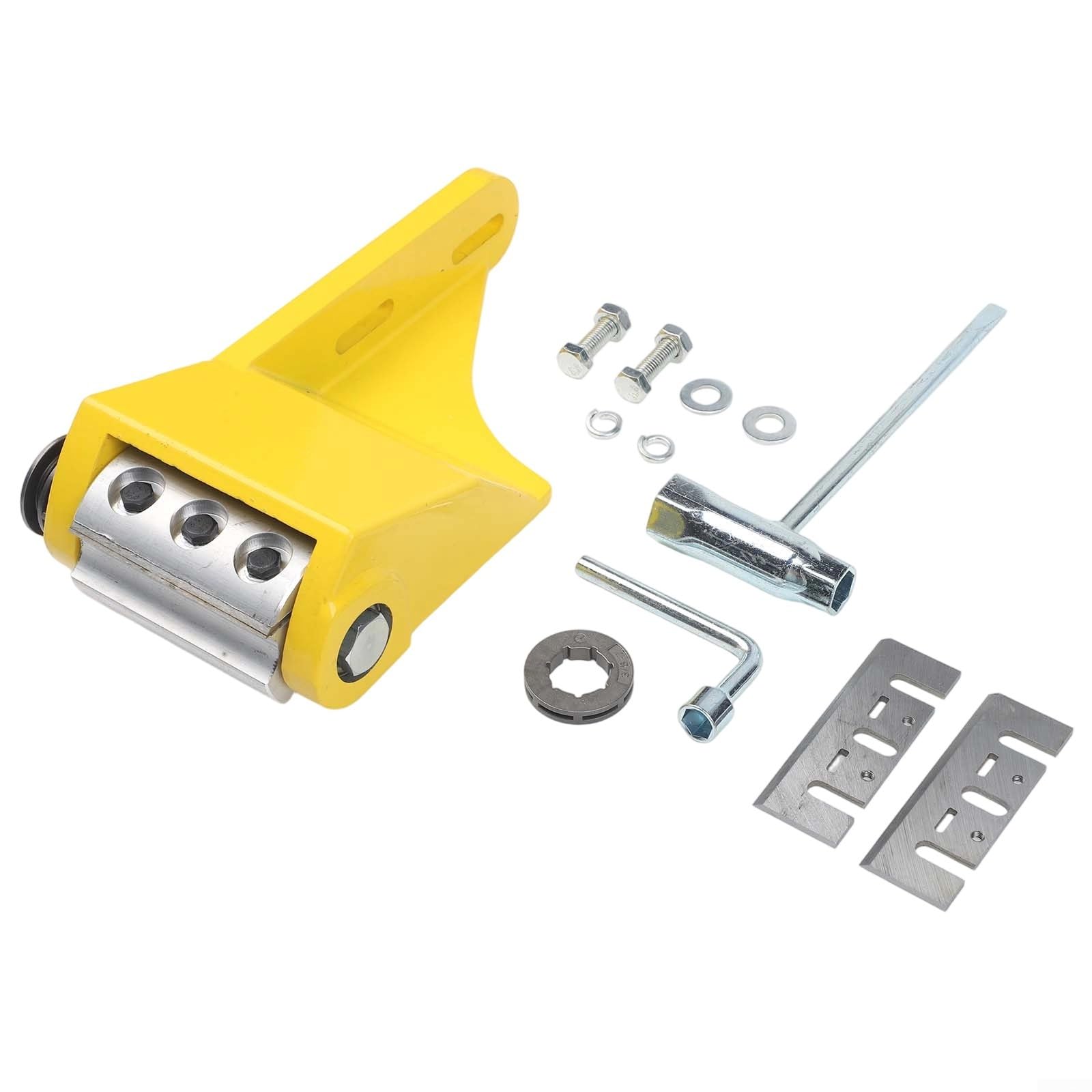Sbarcatore per motosega, accessorio per sbucciare e scanalare il legno, accessorio per scortecciatura in alluminio resistente compatibile con motoseghe da 66 cc passo 325 38, giallo