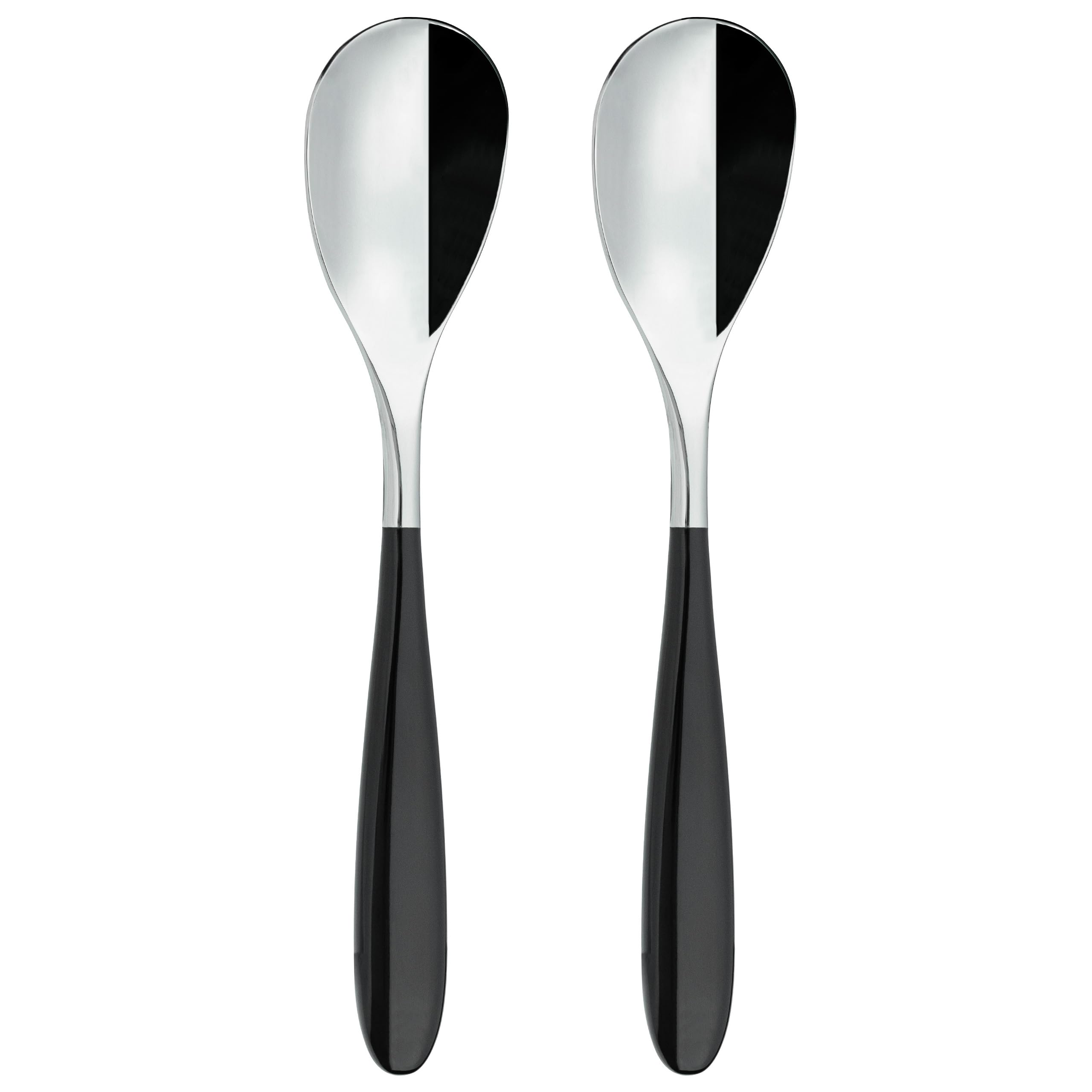 Grunwerg Black Yin & Yang Dessert Spoons 2Ds650bk, 18/10 Stainless Steel, Set Of 2,
