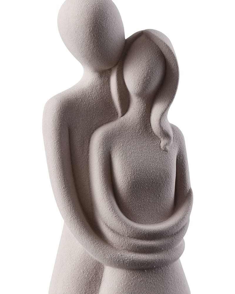 HYFAN Statuette Couple Câlin En Céramique - Décoration Romantique Chambre à Coucher Et Maison (Blanc)