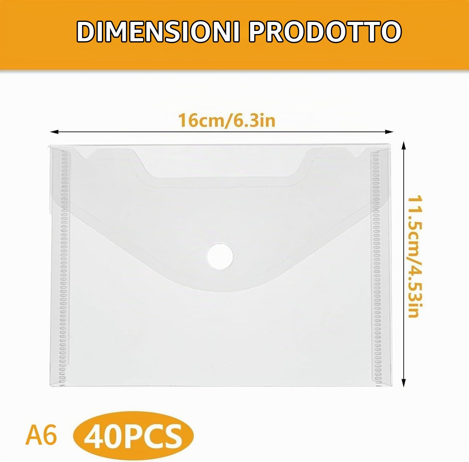 40 buste in plastica, formato A6, portadocumenti, impermeabili, con chiusura a bottone, per casa, ufficio, scuola, viaggi (set A)