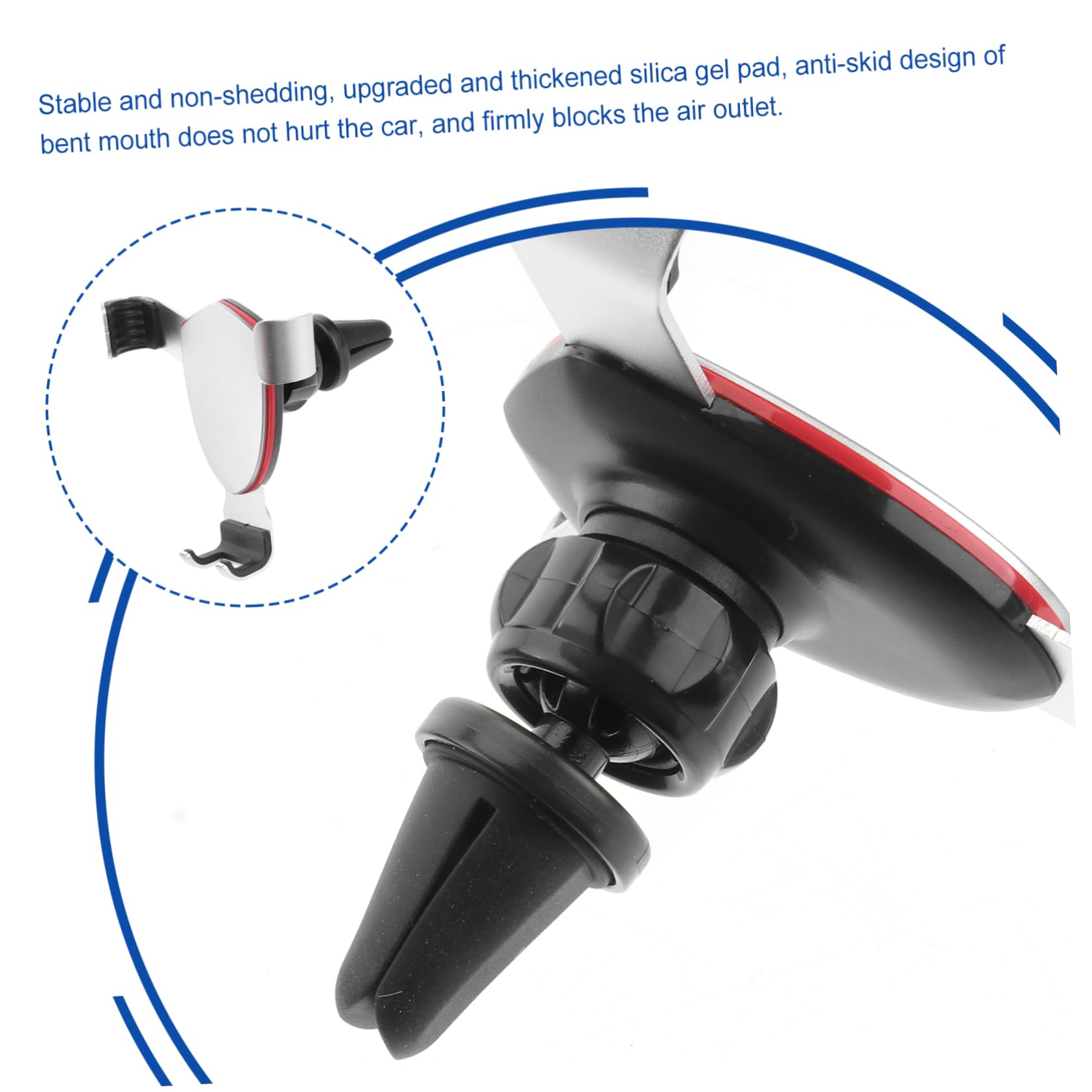 jojofuny 3pezzi Supporto Telefonico Per Auto Supporto Gravità Per Bocchette Di Aria Design Leggero e Resistente Metallo Compatibile Con Smartphone Di Varie Argento