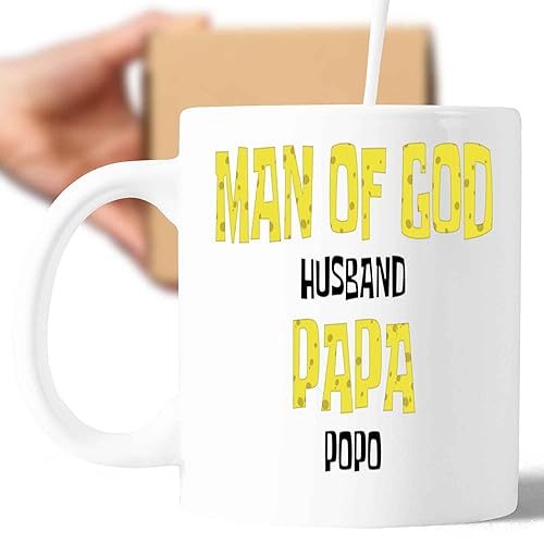 Gifts for Man Of God, Ideal Husband and Papa Popo Christmas Present - Prayers Quote Natural Multicolor, 11 Oz White Ceramic Coffee Mug