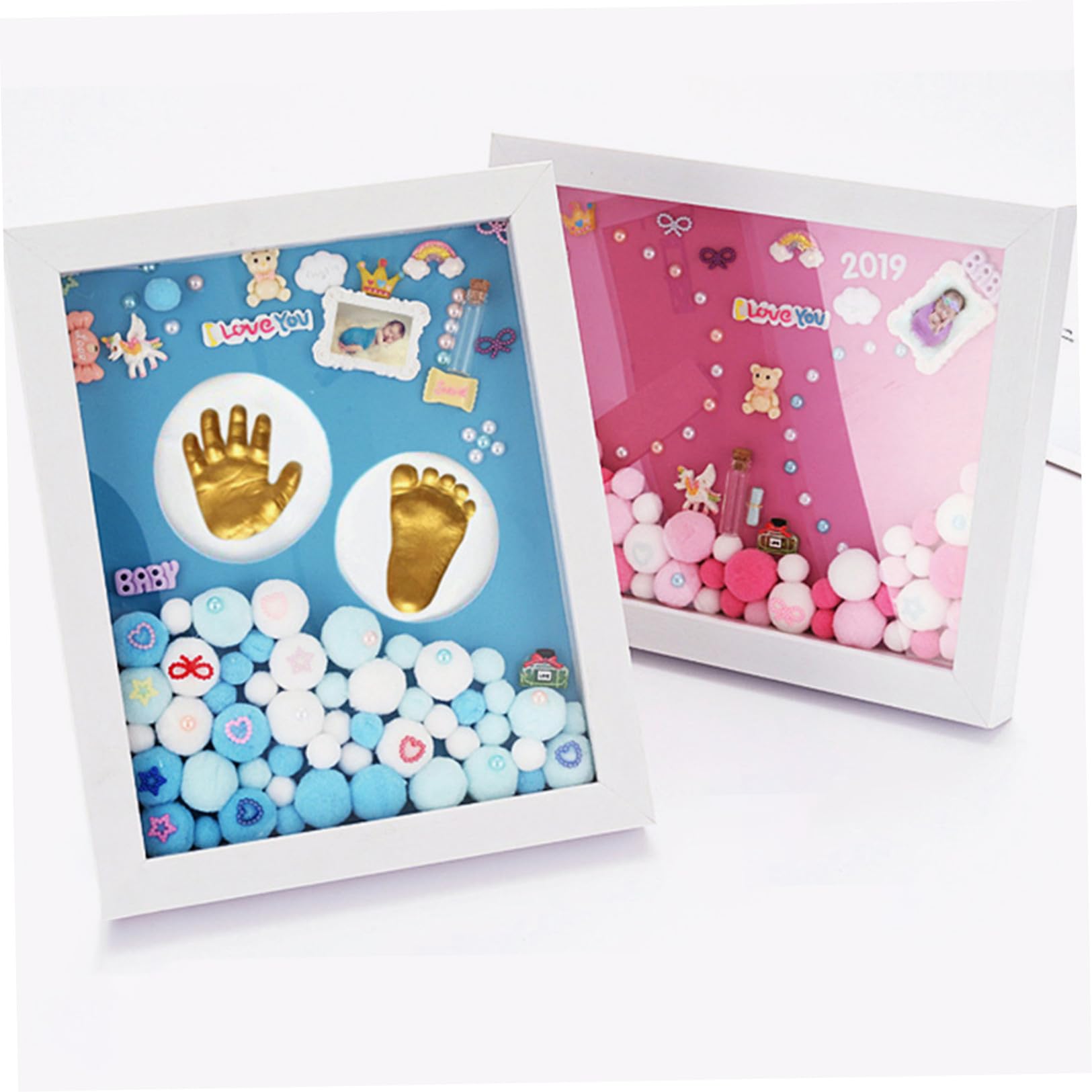Kit Nascita Neonata Cornice Oro in Acrilico per Impronte Mani e Piedi, Set per Battesimo e Regalo Shower