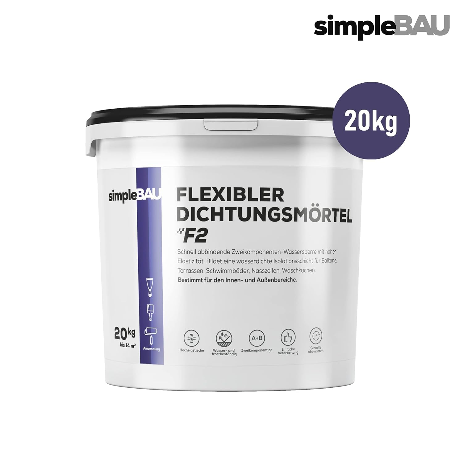 Abdichtungsmörtel 20kg F2 Flexibel Balkone Terrassen Frostsicher