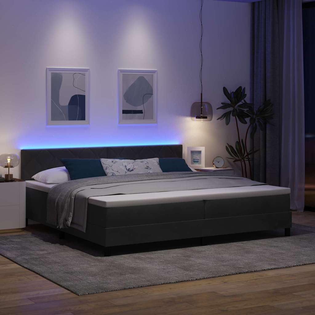 Velluto premium design moderno LED letto matrimoniale 200x200 cm Nero
