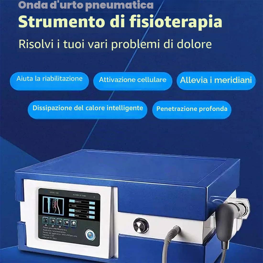 Elettromagnetico Macchina per Terapia Ad Onde D'urto Muti-Funzionale Shockwave Therapy Machine Massaggiatore per Alleviare Il Dolore Muscolare 5 Teste di Massaggio per Disfunzione Erettile
