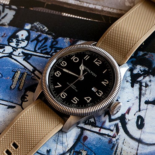 Image of 24mm Khaki Tan /Black - BARTON Elite Silicone Watch Bands - Quick Release - Choose Strap Color & Width