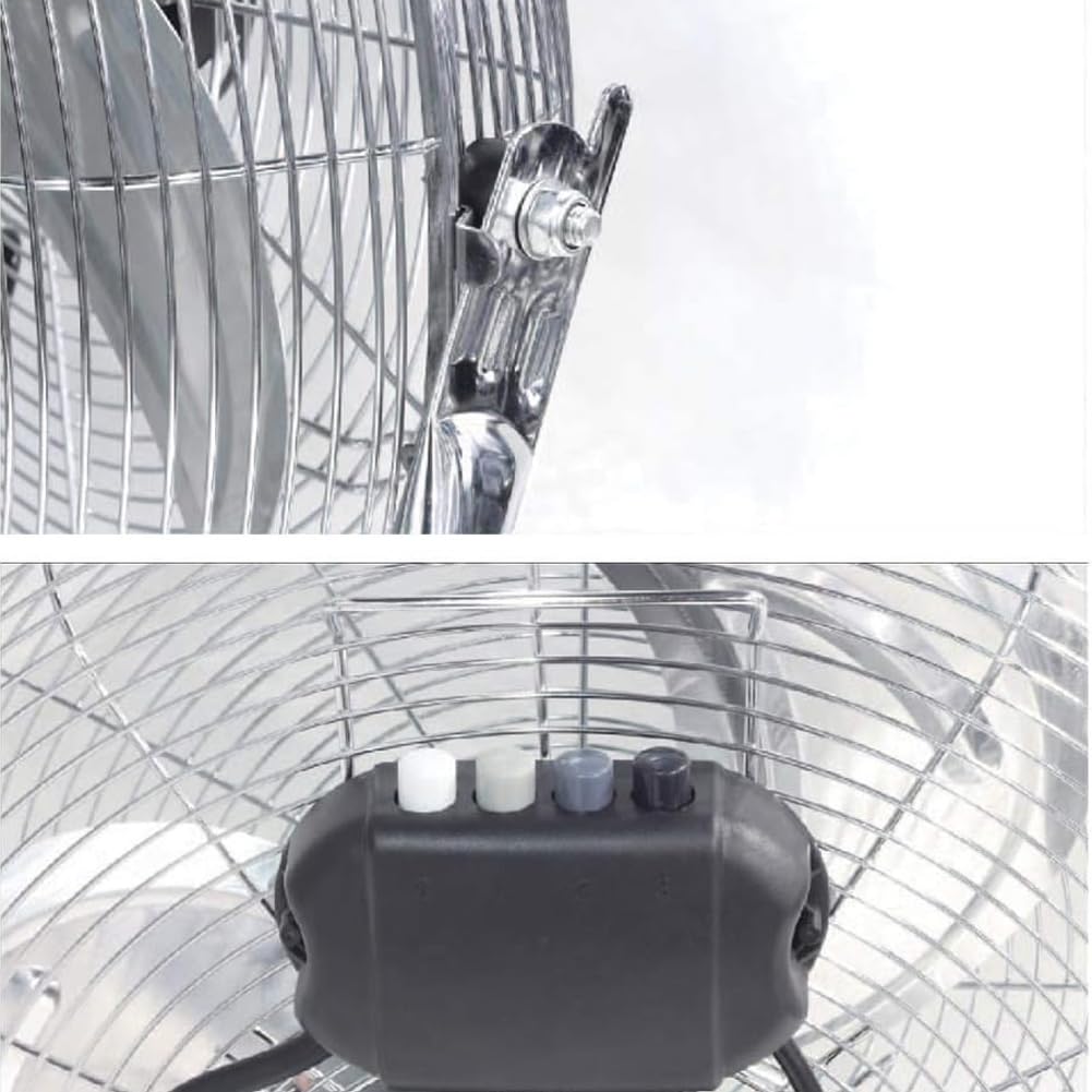 Bakaji 2832388 Ventilateur de sol en métal avec pales de 50 cm en aluminium inclinables et moteur à 3 vitesses, puissance 100 W