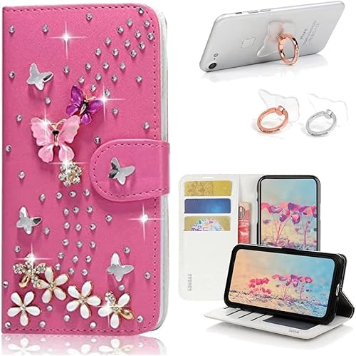 Miniatura 8 de STENES Bling - Funda tipo cartera compatible con iPod Touch 5 y iPod Touch 6, elegante, hecha a mano en 3D, diseño de mariposa y danza con soporte