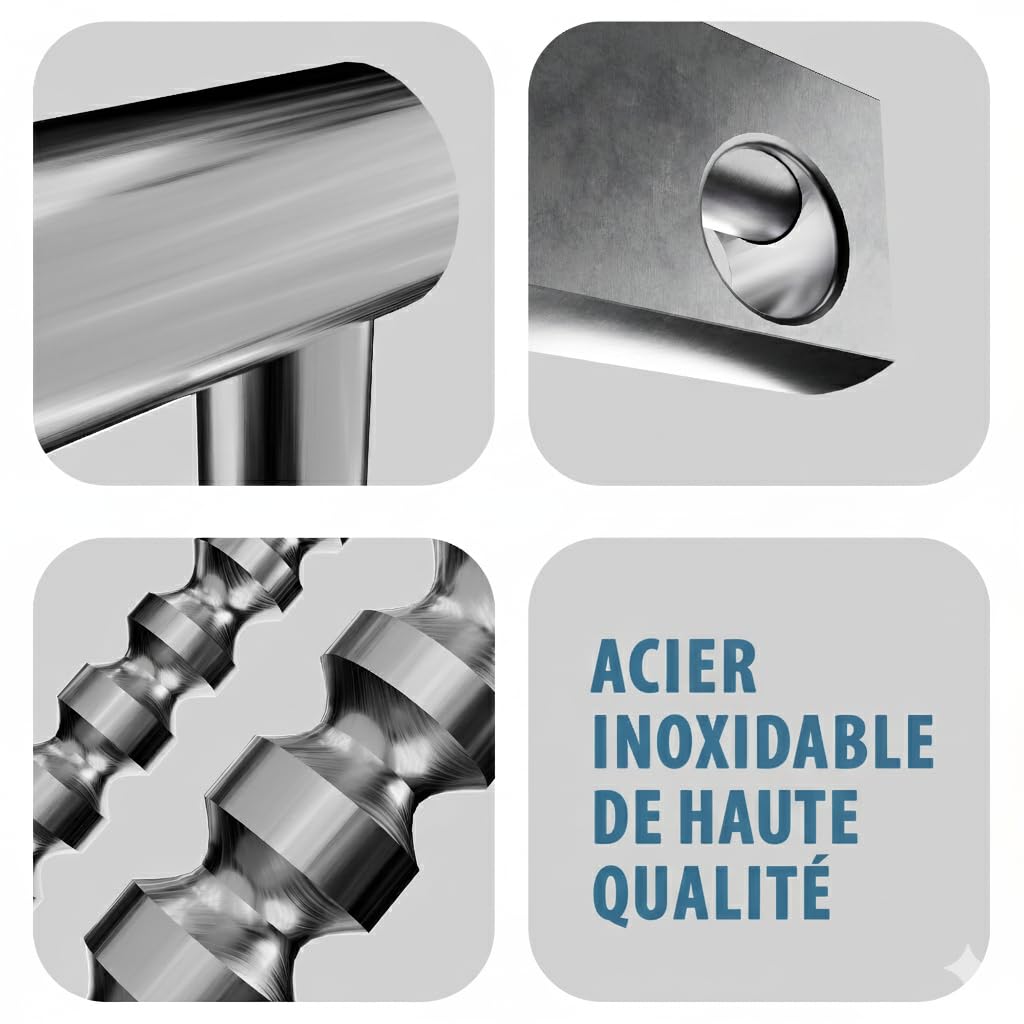 Cadenas Exterieur Etanche – Antivol U, Gros Cadenas Inox Marine, Longue Tige pour Portail, Antivol Garage, Container, Réglable en 5 Positions, Comprend un Sac et petit cadenas.
