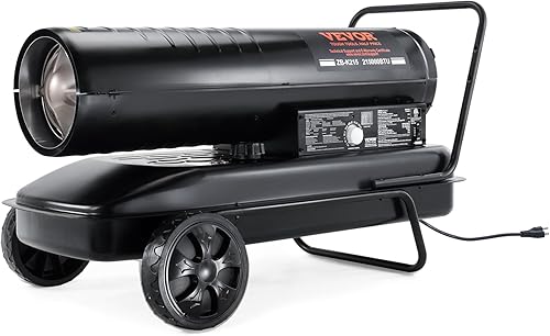 VEVOR Calentador de aire forzado de queroseno, 215000 BTU portátil torpedo diésel con termostato, tanque de 13.2 galones, calentador de alta