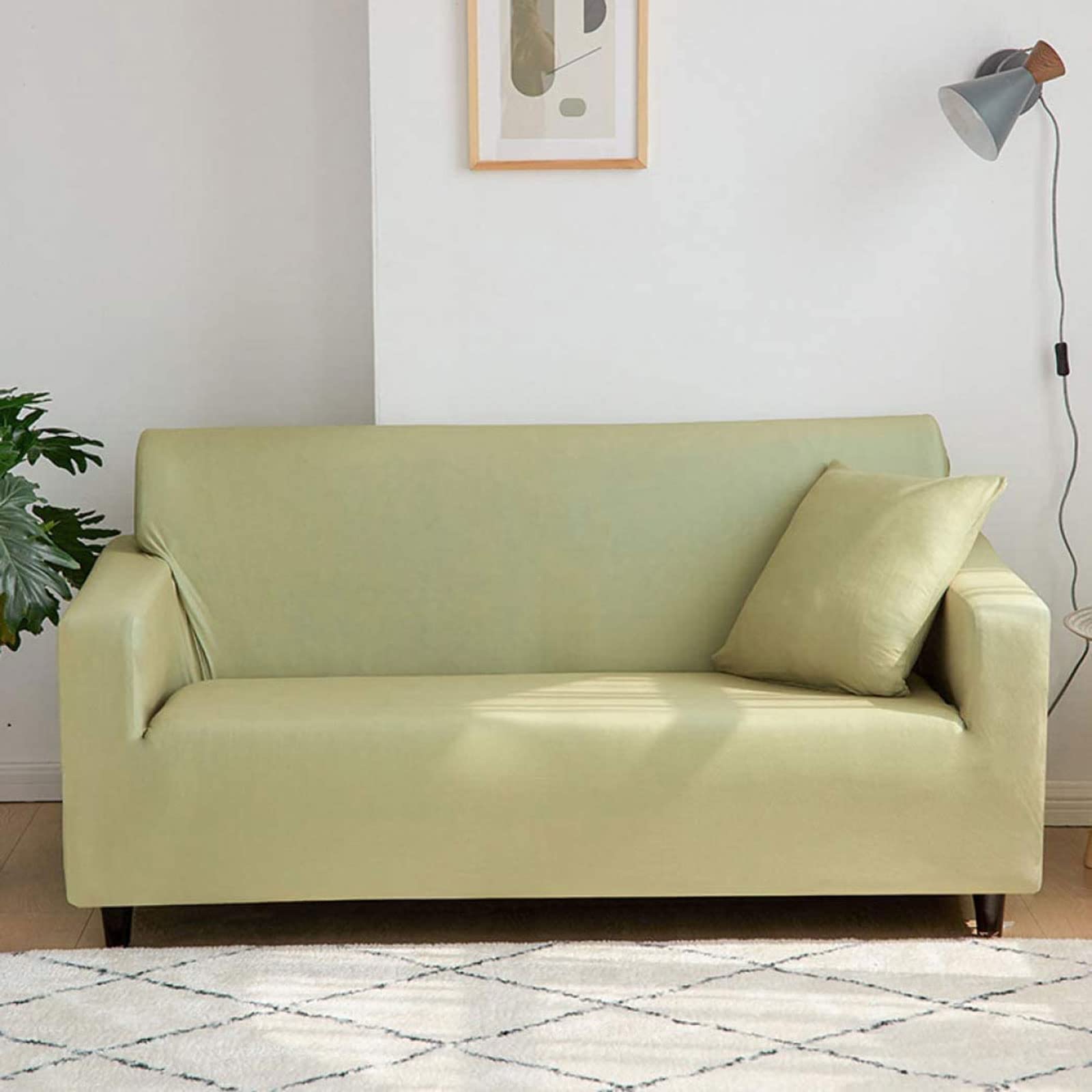 Housse de canapé d'angle vert clair pour salon chaleureux