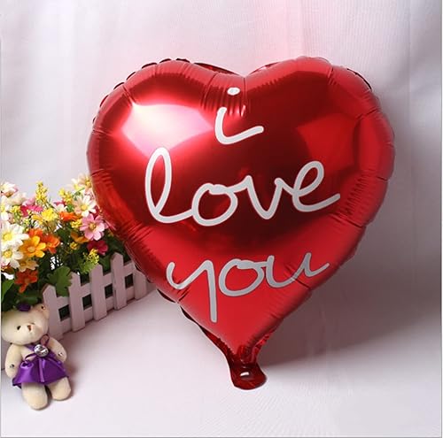 Miniatura 5 de Dzrige Globo de papel de aluminio con texto en inglés I Love You de 18 pulgadas globo de Mylar con forma de corazón rojo para San Valentín fiesta