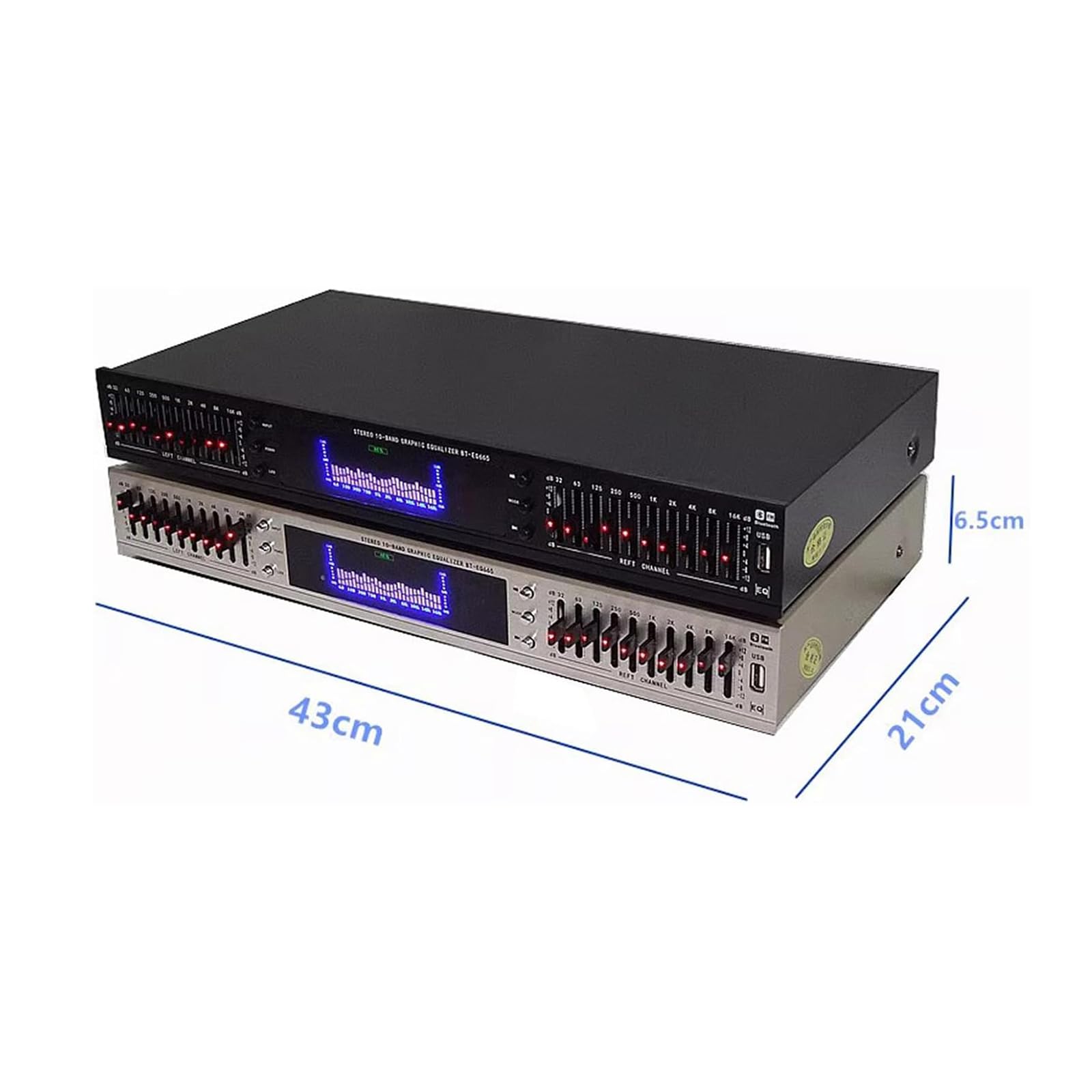 Ecualizador Digital HiFi De 20 Bandas, Ecualizador Estéreo con Ajuste De Efectos Gráficos, Pantalla LED De Espectro, Bluetooth/USB 5.0 Integrado, con Control Remoto, para Estudio De Grabación