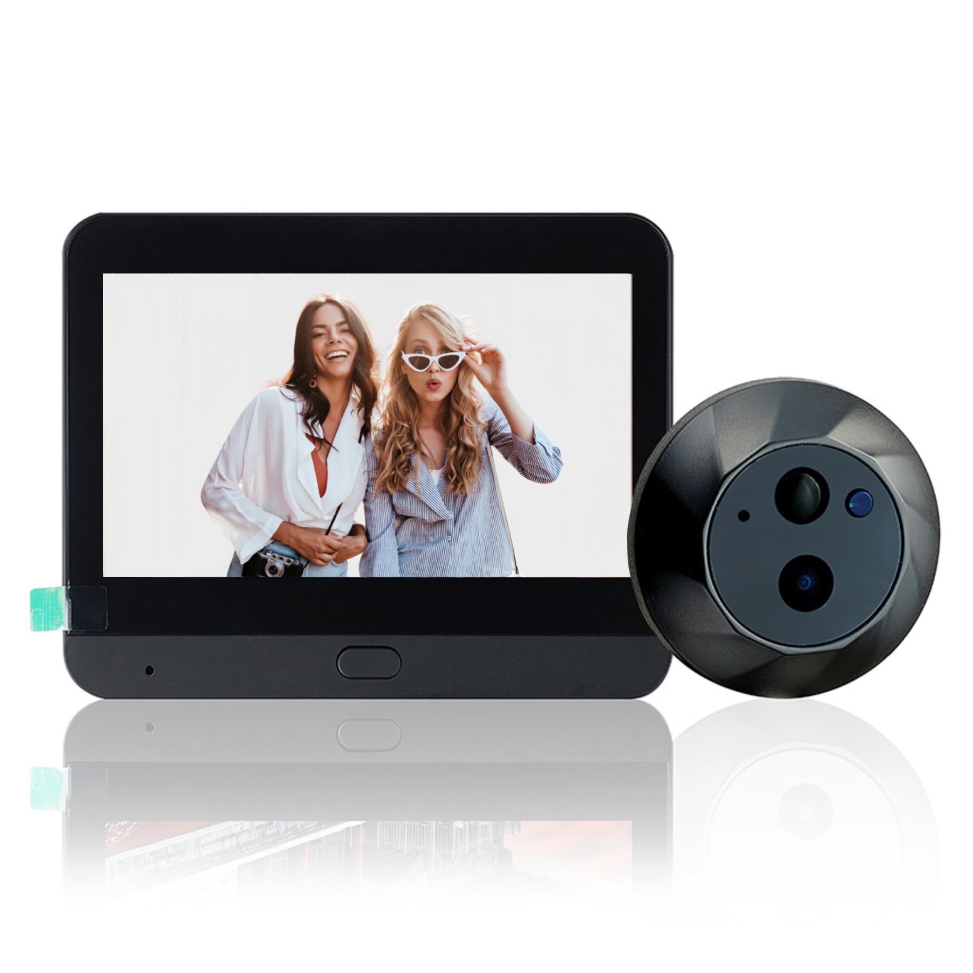 Bewinner 1080P Video Türklingel mit Kamera, 4,3-Zoll-LCD HD Bildschirm, 130° Weitwinkel, Visuelle Türklingel, Digitaler Türspion, Türspion Kamera mit PIR Bewegungserkennung (Schwarz)