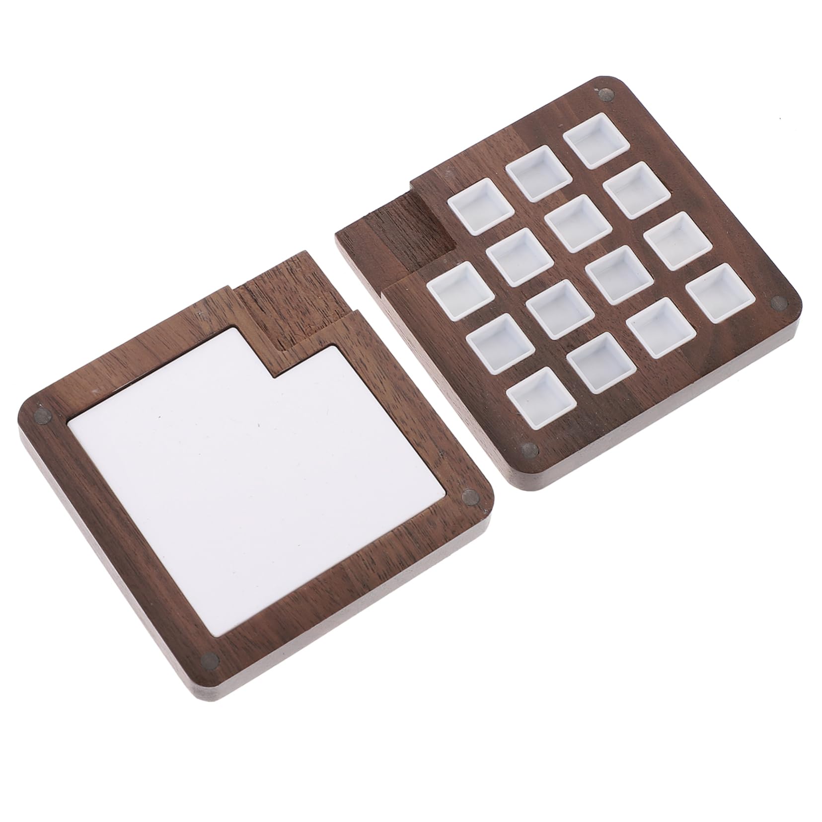 EXCEART 2piezas Caja De Pintura De Madera Tapa Estuche Portátil para Mezcla De Pigmentos Acuarelas Compartimentos para Viajes y Almacenamiento Creativo