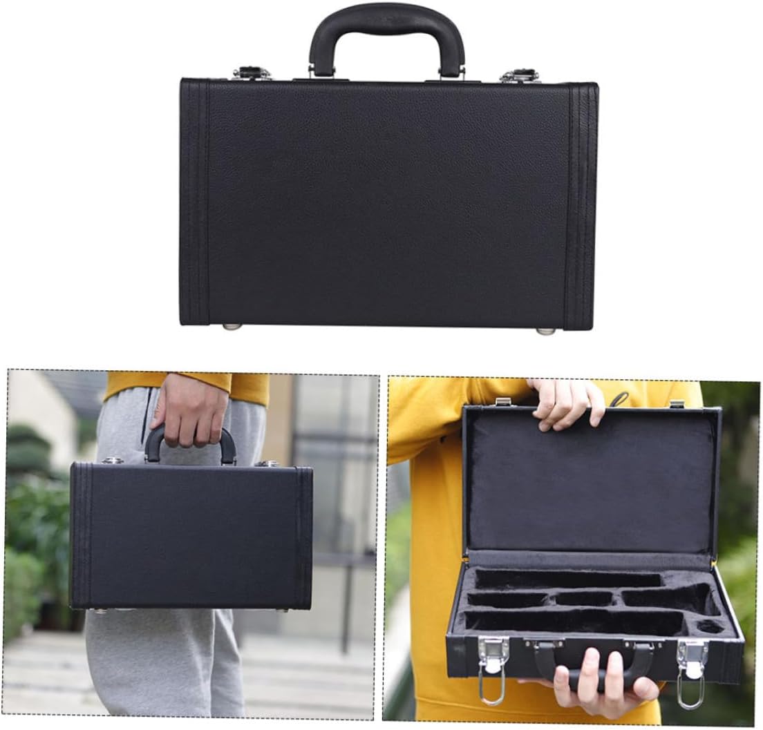 Shockproof Black Clarinet Case Hard Storage Box with Reinforced Handle Instrument Pouch for Clarinet Supply and Protection
