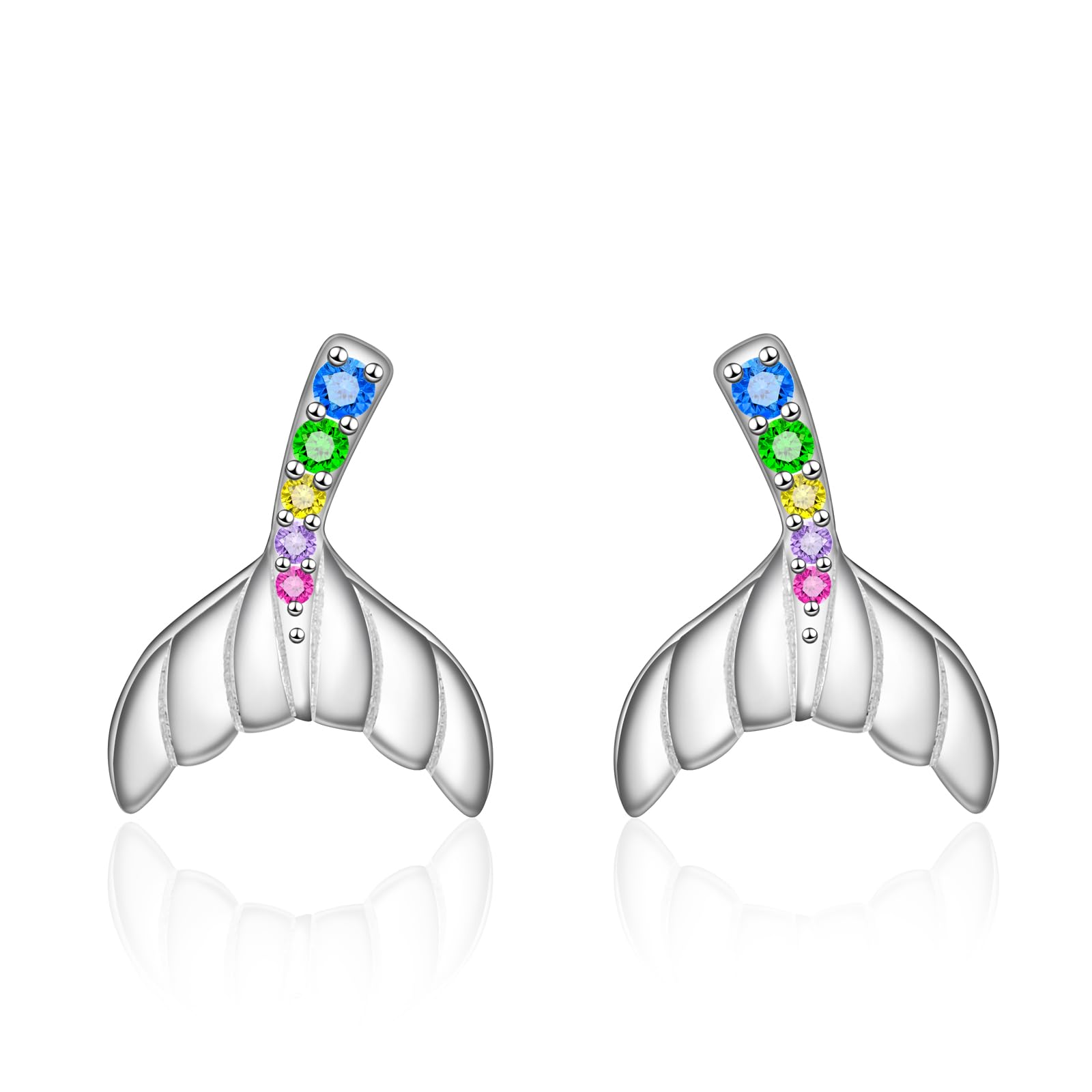 Mermaid Earrings 925 Sterling Silver - Cute Little Mermaid Tail Stud Earrings Jewelry Suitable for Any Festivals Gifts for Women