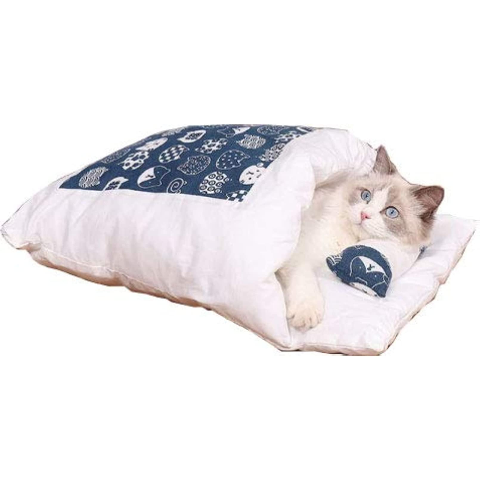 Amazon.co.jp: 猫布団、ペットベッド、和風猫寝袋、着脱式、猫用半密閉 