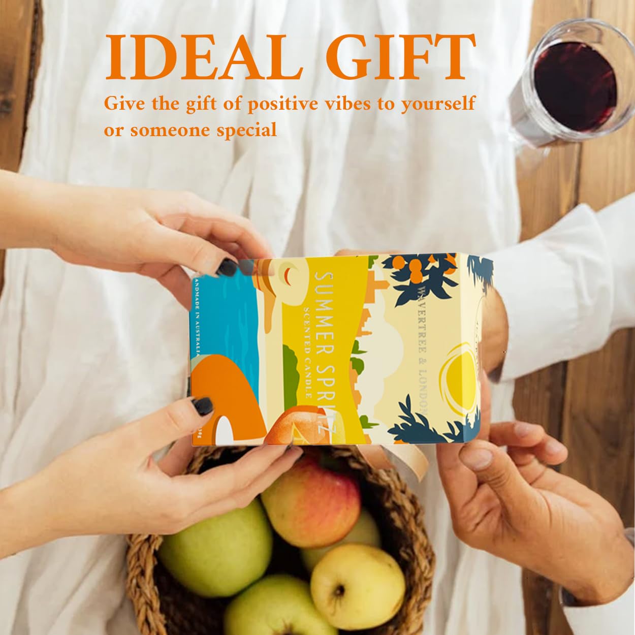 Wavertree & London Vela de cera de soja orgánica Summer Spritz | Velas de cera de soja natural pura y no tóxica, 100 % mecha de algodón, triple aroma, vertida a mano en Australia, 60 horas de tiempo