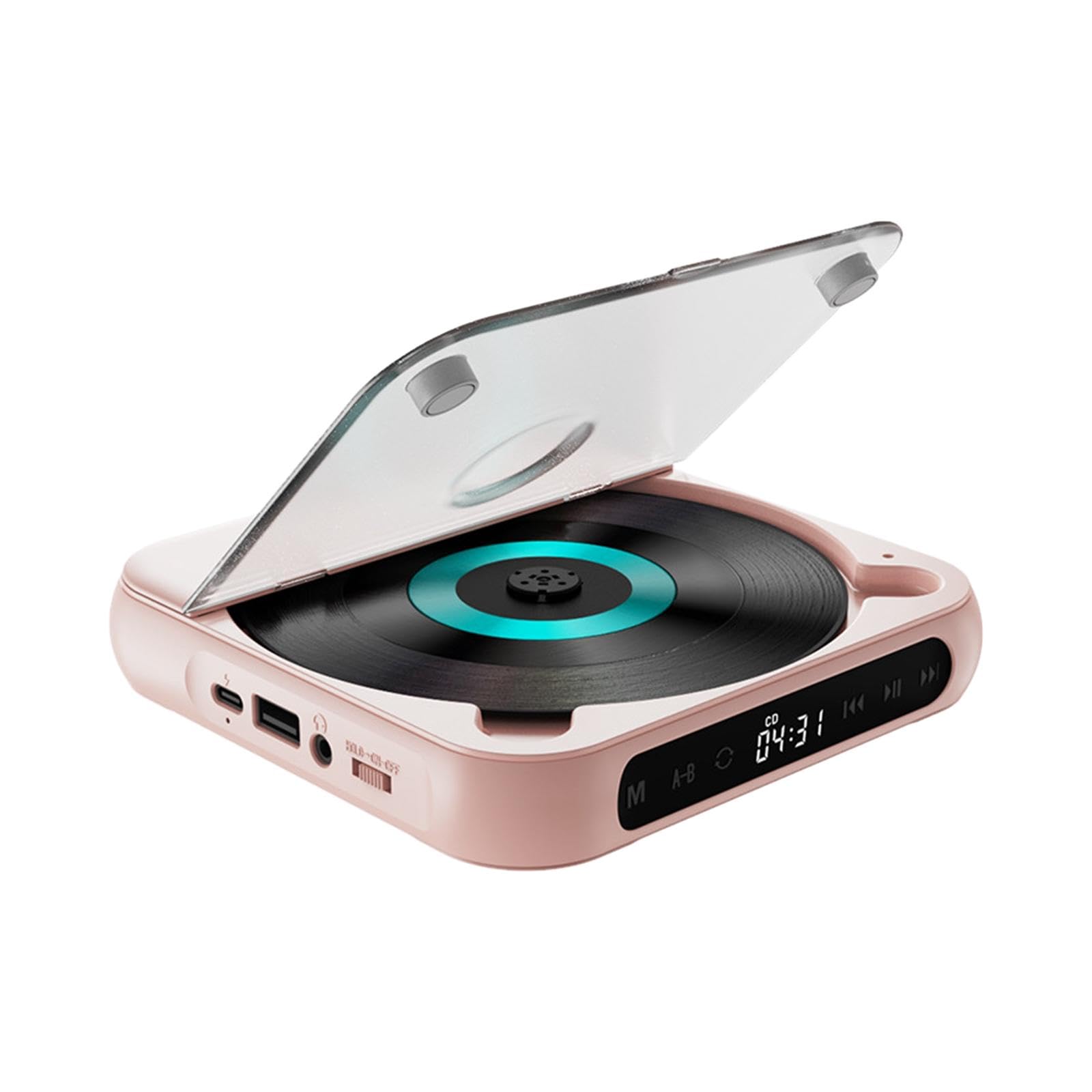 Home - Reproductor de CD compacto para amigos, estudiantes de idiomas, niños, color rosa, 135 x 135 x 25 mm