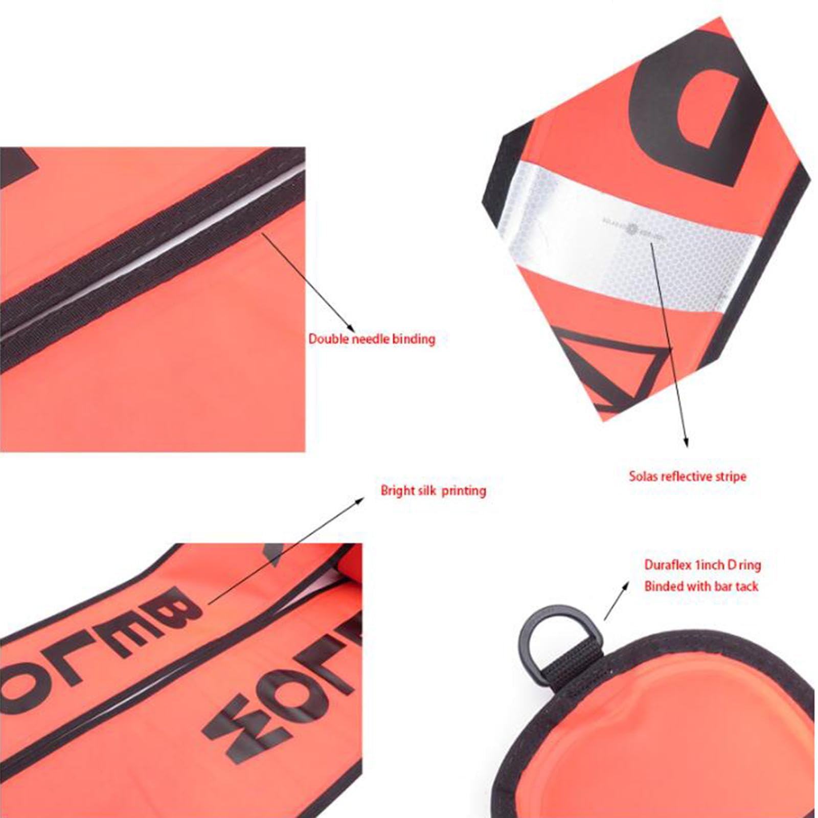 F Fityle Bouée de marquage de Surface de plongée avec dévidoir de plongée de 98 Pieds avec Sac de Rangement Safe Sausage Red Portable SMB Set Diver sous Le