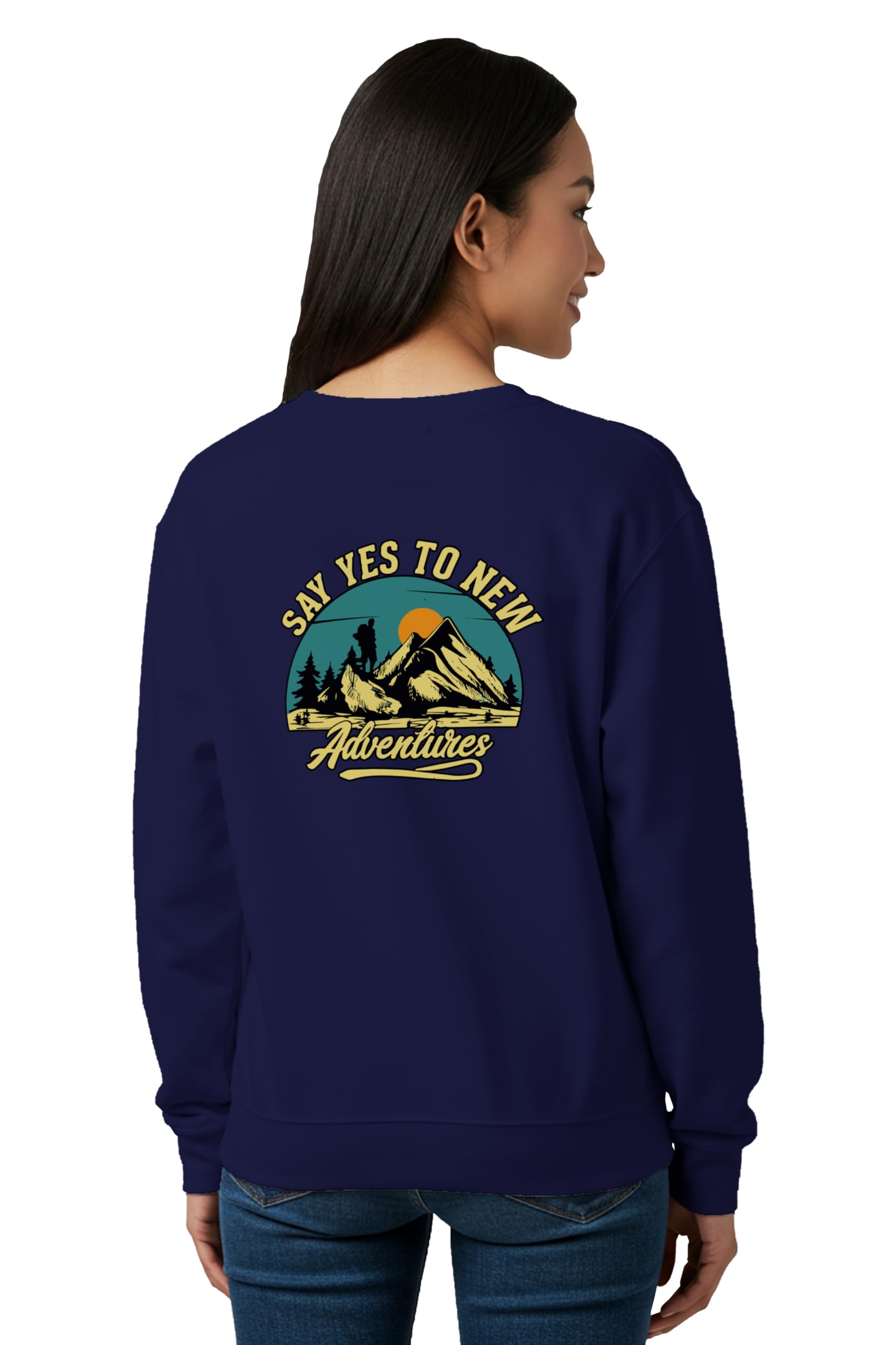 Womens Sweatshirt Say Yes to New Adventure Graphic Printed Full Sleeve Stylish Round Neck Pullover Cotton Blend Winter Gen Z Sweatshirt-image-45