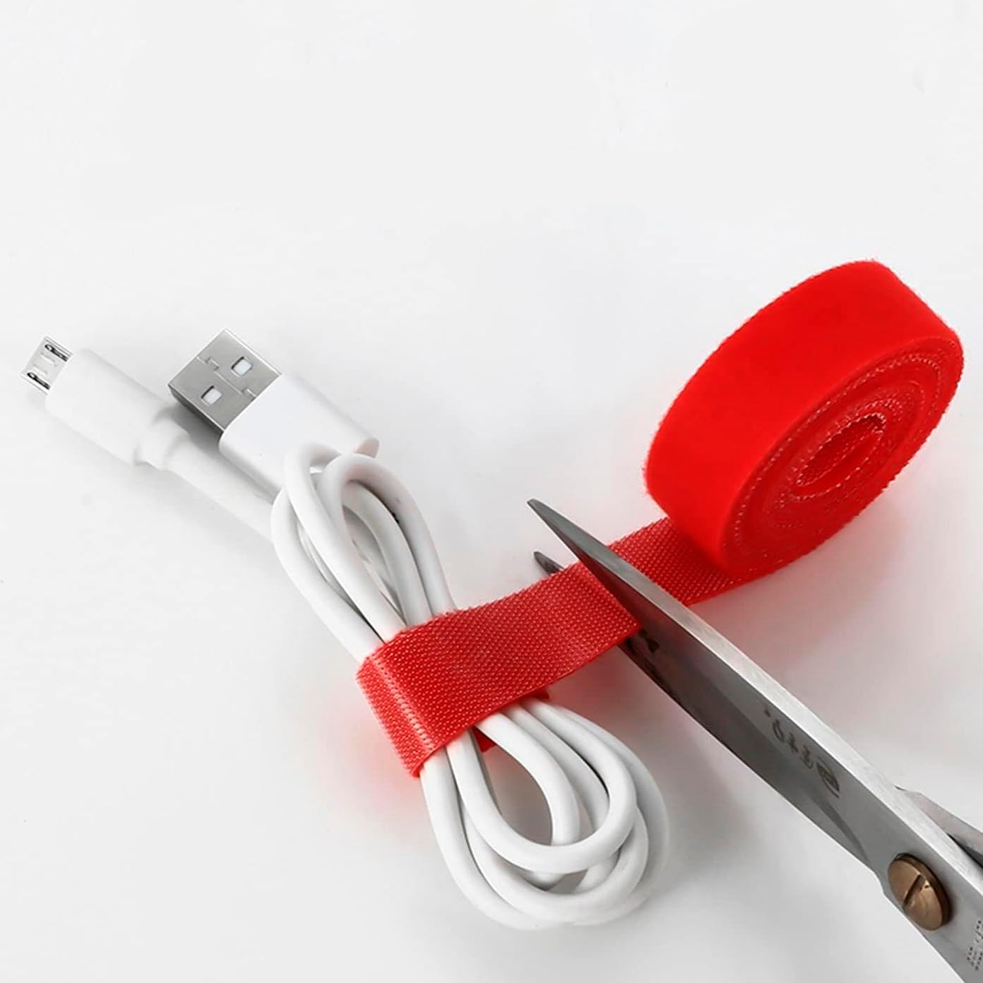 0.8 Inch Red Double Sided Hook & Loop Straps - 5 Yards Reusable Fastening Tape Cable Ties - Duo Wrap