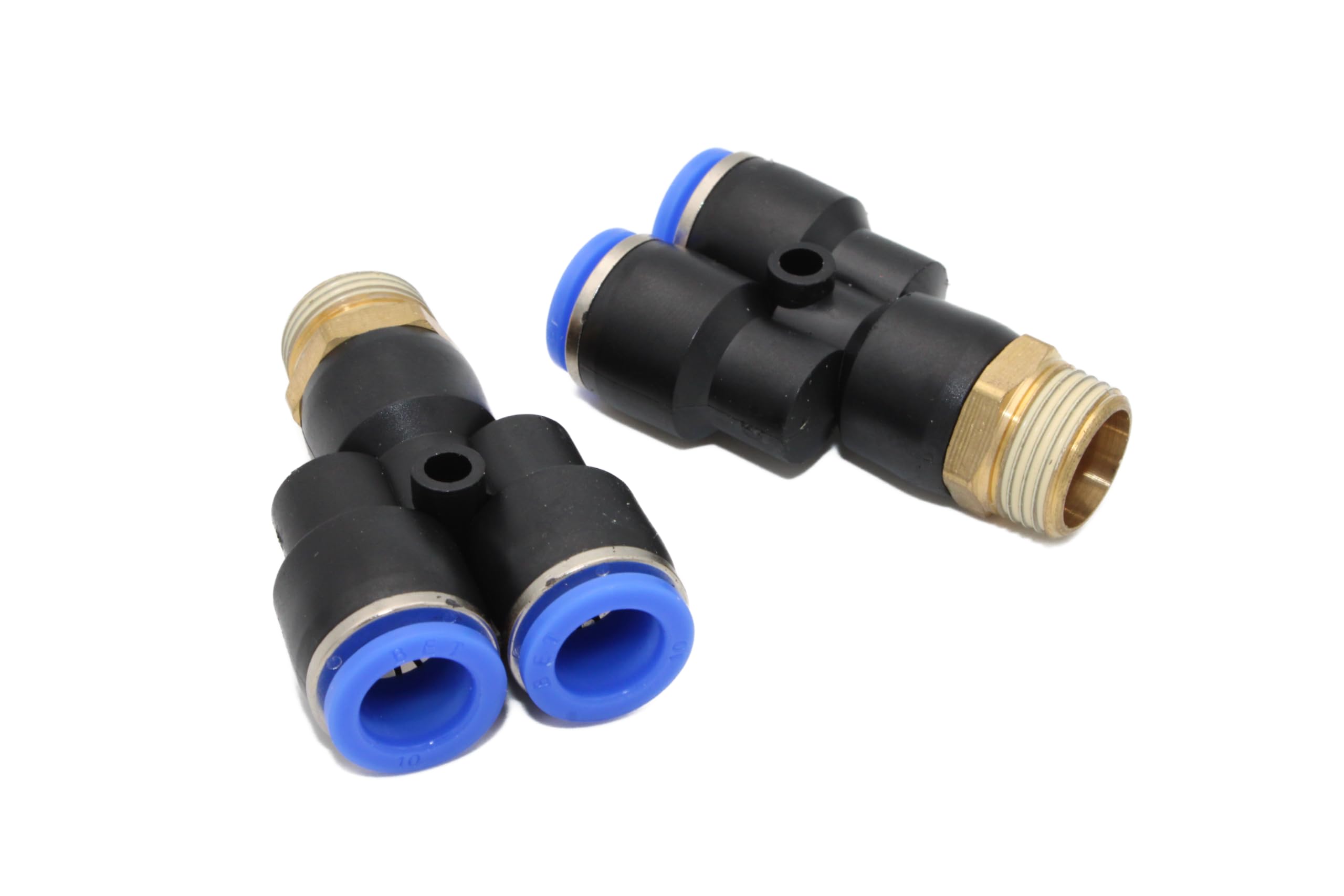 Pneumatic Y-Multiple Socket Fitting 3/8 Inch - 10 mm IQS Y-Connector T-Piece Compressed Air, Black/Blue, 3/8" - 10mm - Image 4