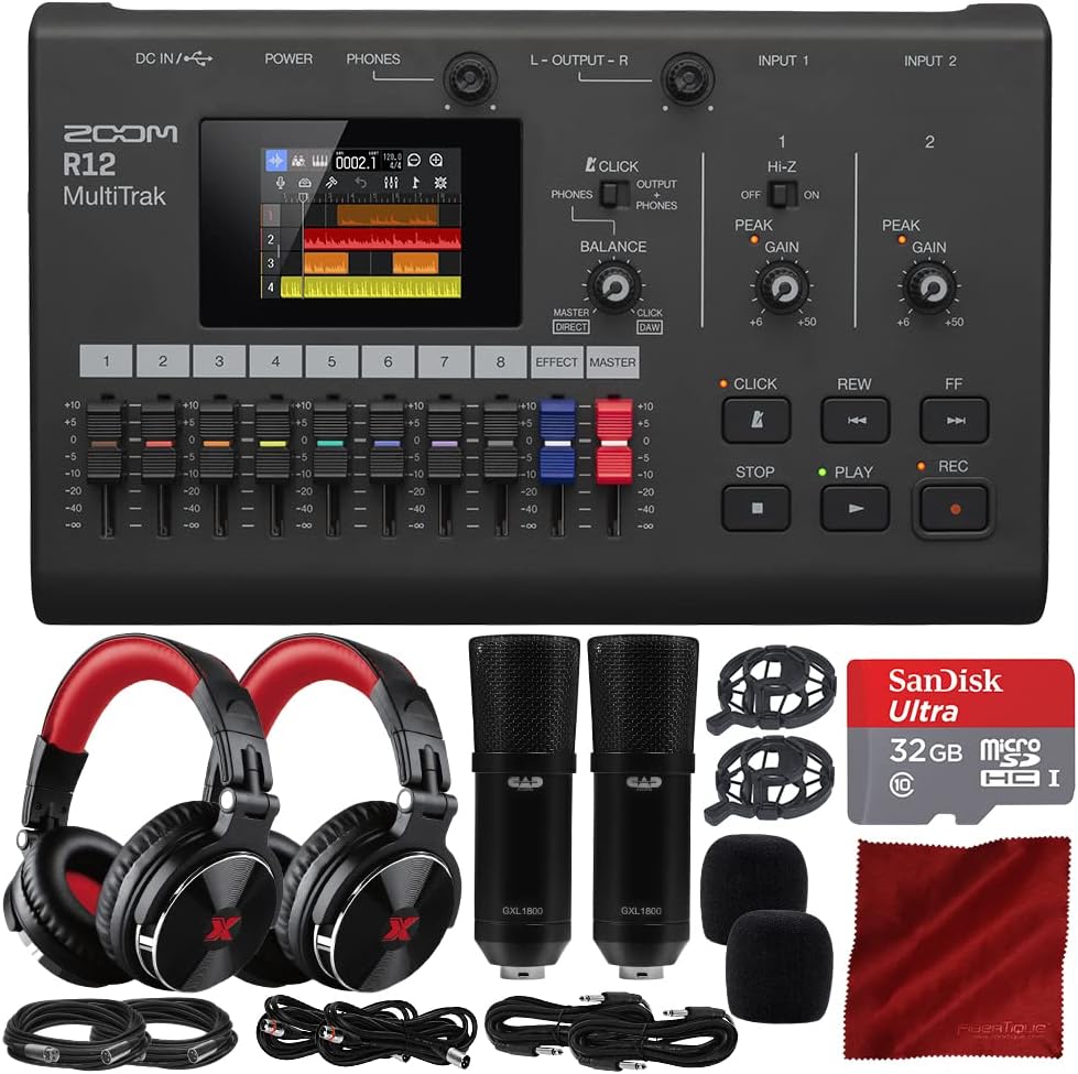 Zoom R12 Multi Track Portable Recorder Bundle w/ 2X CAD